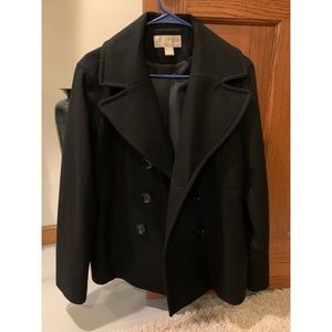 MICHAEL KORS PEA COAT, JACKET BLACK WOOL